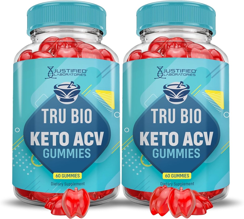 (2 Pack) Tru Bio Keto ACV Gummies Advanced Formula 1000MG TruiBIo Keto Gummies Apfel Apfel Apfel Apfelessig Formuliert mit Granatapfelsaft Pulver B12 Vegan Non GMO 120 Gummys