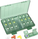 Medilax Wöchentliche Pille Organizer 3X pro Tag, Tragbare Pille Box 7 Tag einfach zu bedienen, Tägliche Pille Fall für Reisen mit Dreifach-Schutz, Pillen-Container für Vitamine/Medikation/Ergänzungen, Grün