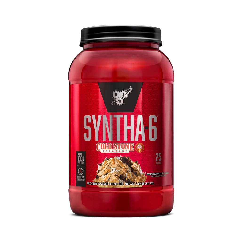 BSN Syntha-6 polvere di proteine del siero di siero di latte, polvere di isolamento della proteina del latte- Germanchökolätekäke Flavor, Caseina micellare, polvere di isolamento della proteina del latte, 25 porzioni