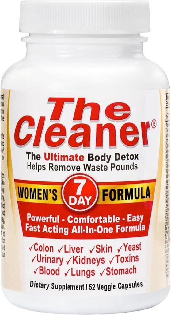 Die Cleaner Detox, effektive-7-Tage-Formel für Frauen, Ultimate Body Detox, Unterstützung Verdauungsgesundheit, 52 Veggie Kapseln, Weiß/Rot