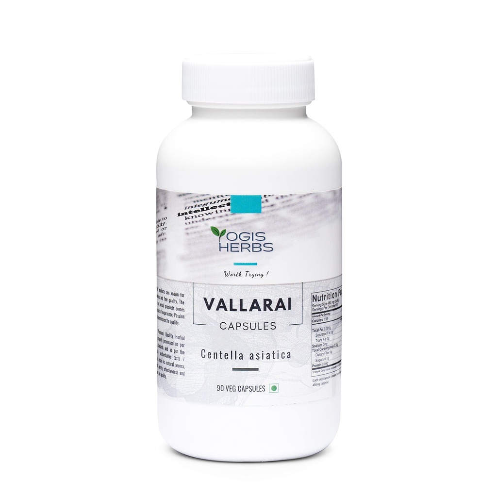 YOGIS HERBS Vallarai Kapseln (Centella Asiatica/Gotu Kola) | Kräuter-Ergänzung für Congnitive Unterstützung | 90 Veg Kapseln
