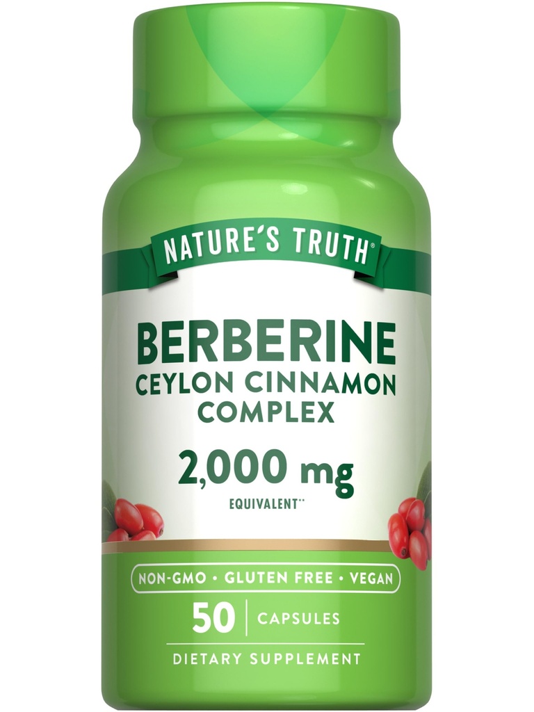 Nature's Truth Berberine with Ceylon Cinnamon Complex | 50 Vegan Capsules | Vegan, Non-GMO, and Gluten Free Supplement