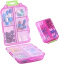 1Pack Travel Pill Organizer - 10 Compartments Pill Case, Compact and Portable Pill Box, Perfect for On-The-Go Storage, Pill Holder for Purse Pink