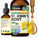 BIO KRAUTER St John's Wort Tincture - Hypericum Perforatum Liquid Extract for Mood Support - Hohe Absorption - Vegan Tropfen 2 Fl.Oz.