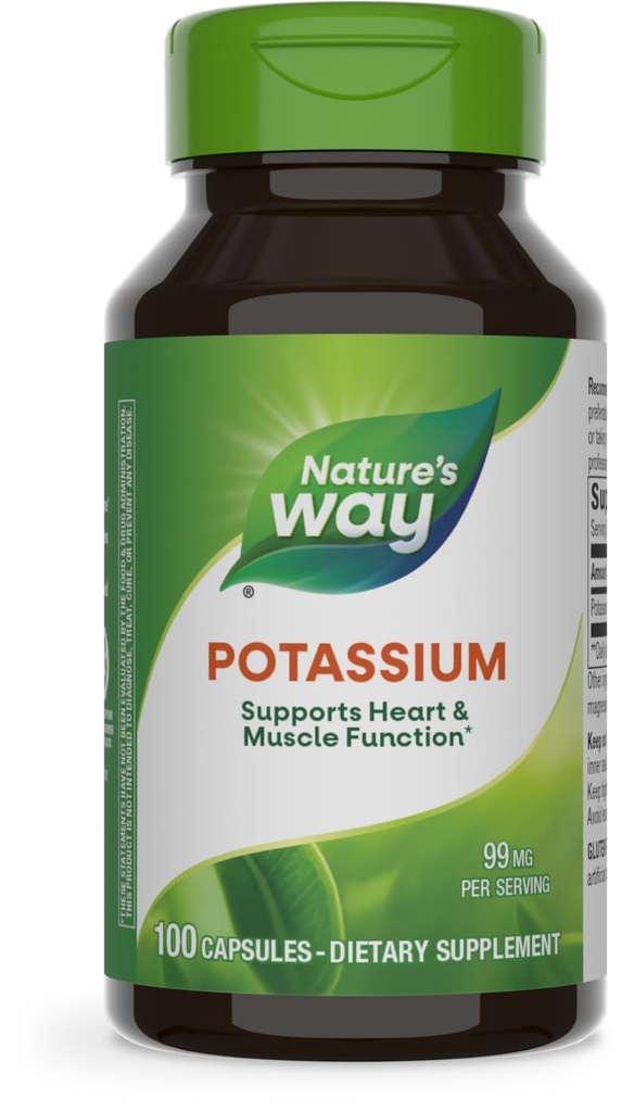 Nature's Way Potassium Complex, 99 mg pro Servierung, 100 Kapseln, Packung von 3
