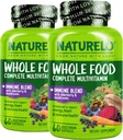 NATURELO Ganzes Essen Multivitamin + Immunmischung mit Elderberry & Pilze - Komplettes Multivitamin mit extra Immununterstützung - C, D3, Zink, Elderberry, Reishi, Shitake, 60 Vegan Kapseln (Pack von 2)