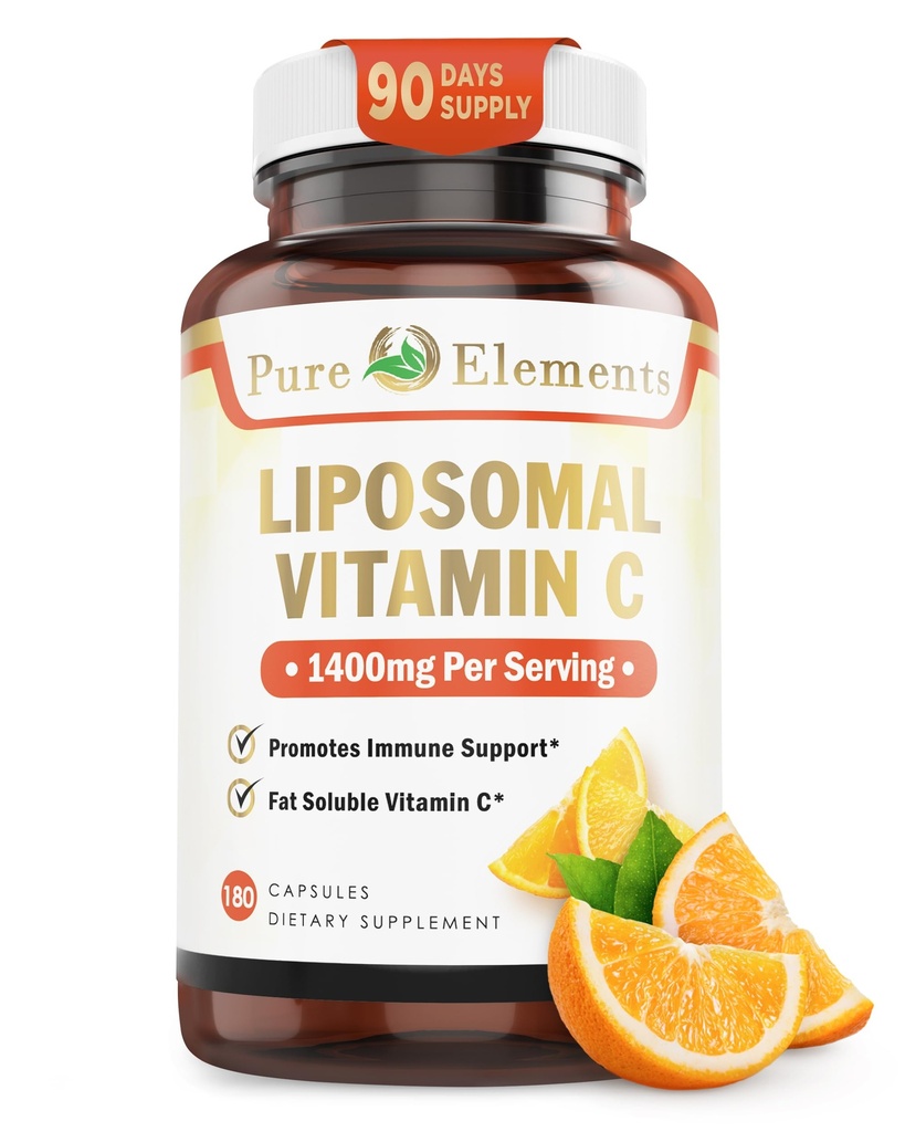 Supplément alimentaire de vitamine C liposomale, capsules non OGM, sans soja, sans gluten