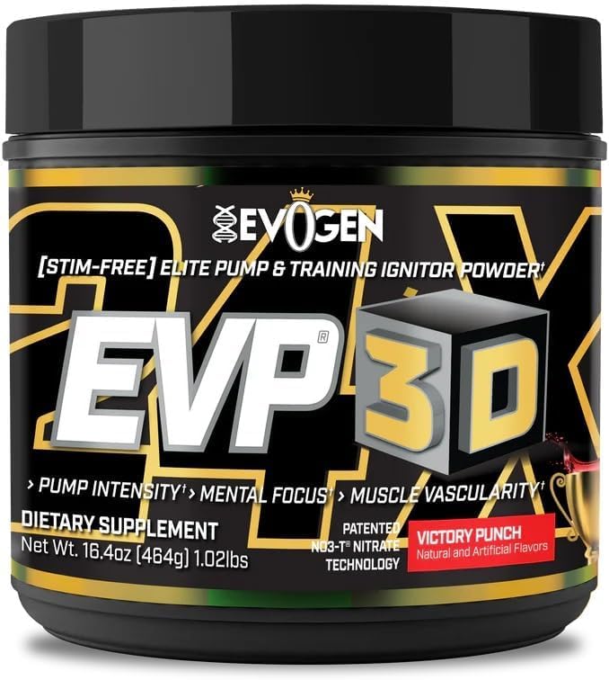 Evogen EVP 3D - Stim Free Pre Workout Powder for Men & Women | Sugar Free Non Stim Preworkout mit Beta Alanine und Kreatin für Energie & Pumpe | Victory Punch | 40 Servietten