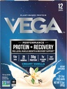 Vega Protein + Recupero - 30g Proteine Basate per Serving, Vanilla, 12 x 1.6oz Sachets, 5g BCAAs, Probiotici, Certificato NSF, Per Shakes & Smoothies, (Packaging May Vary)