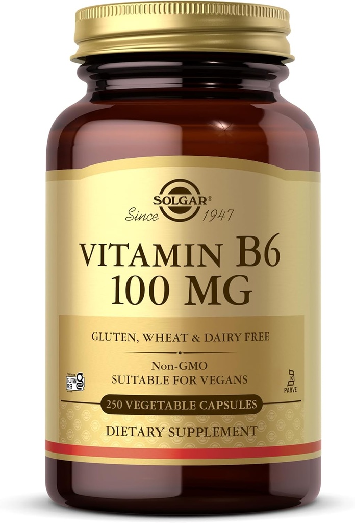 Solgar Vitamin B6 100 mg, 250 Gemüsekapseln