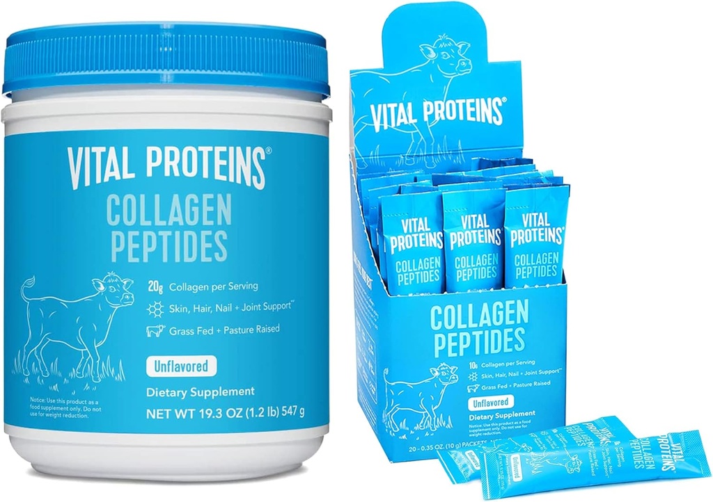 Proteine vitali Collagene Peptidi polvere non aromatizzata 19.3 OZ + 20 Conte Stick Pack