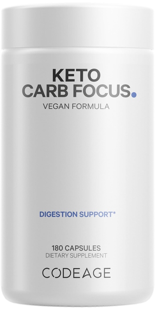 Codeage Keto Carb, White Kidney Bean, Green Tea & Cinnamon Bark Supplement, Triple Action Keto Cheat Vegan Pills, Ketogenic, Basso Carb Diet Sugar, 3 mesi di alimentazione, Non-GMO, Gluten-Free, 180 capsule