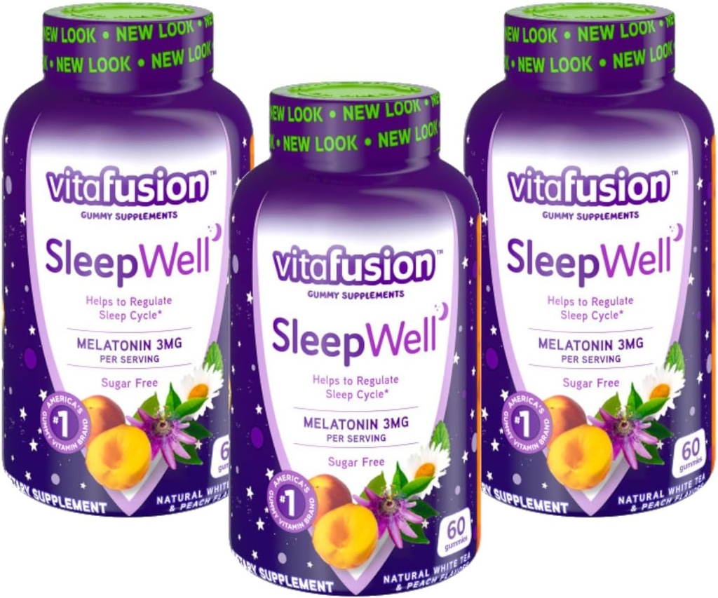 Vitafusion Sleep Well Melatonin Gummies Sugar Free, 60 Every (3 Pack)