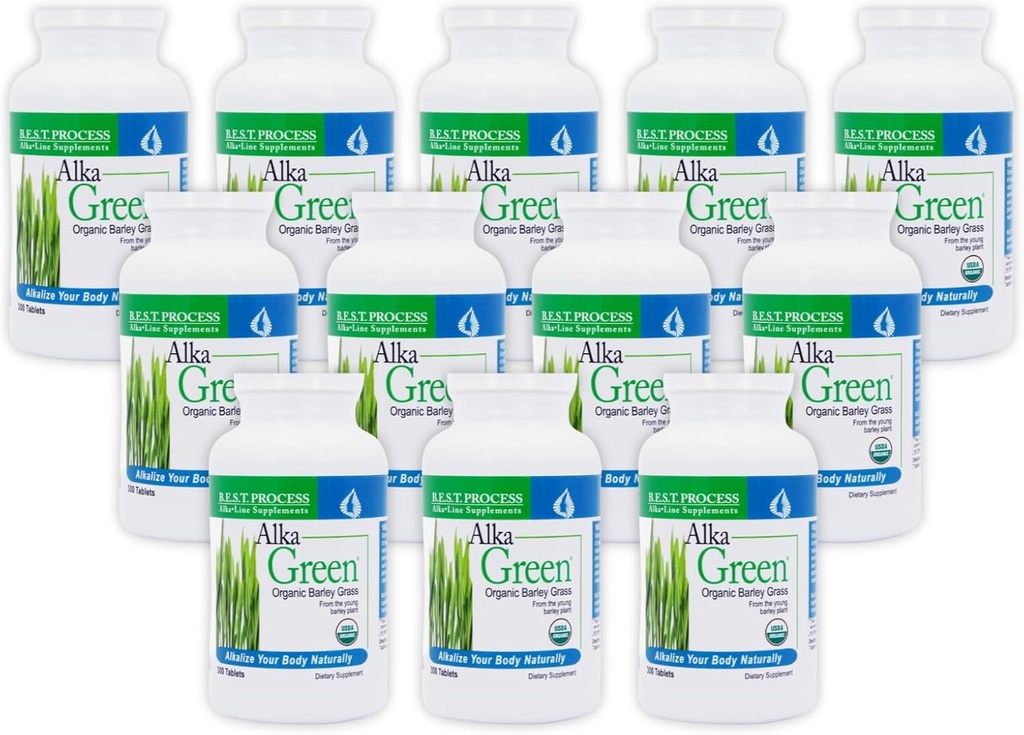 Alka•Green Tablets (12 Pack) Migliore alcalina di processo — Nutriente Dense Organic Orzo Grass Supplemento — Fonte naturale di enzimi e aminoacidi