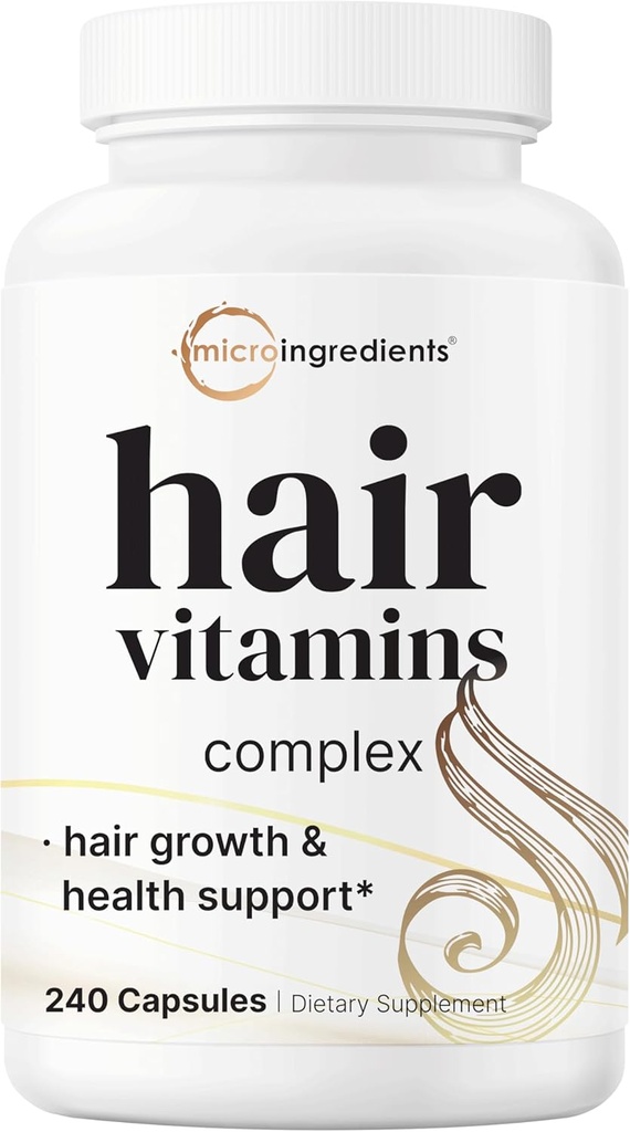 Micro Ingredients Hair Growth Vitamins for Women & Men, 240 Capsules | 14-in-1 Formula with Biotin, Collagen, Keratin, Saw Palmetto & More | Thicker, Fuller, Nourishes Thinning & Loss Hair Support