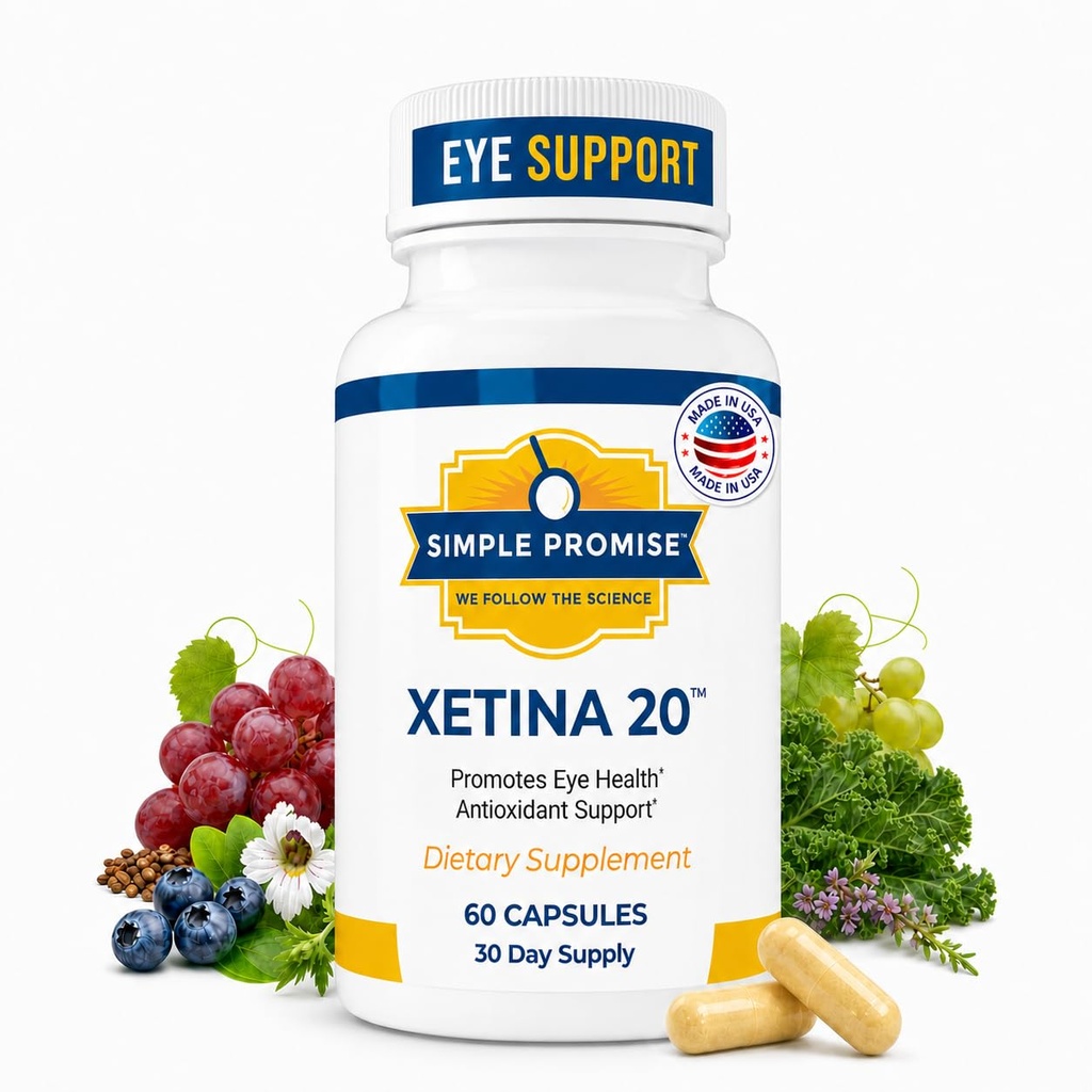 Promise semplice - Xetina 20TM Lutein e Zeaxanthin Integratori - Supporto essenziale per la salute degli occhi con vitamine E, Eyebright, Zinco, Seed Extract, Rutin & Bilberry - 60 capsule