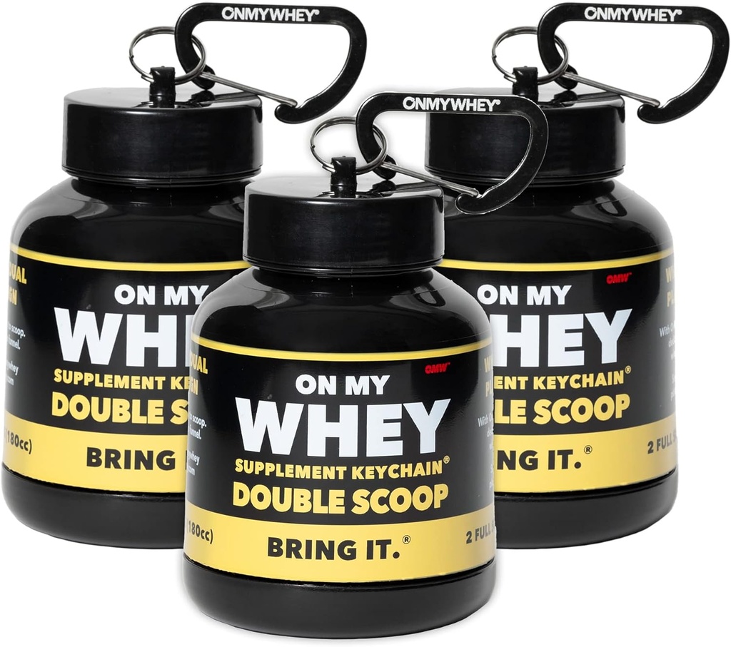 ONMYWHEY Protein-Pulver-Container zu gehen - Travel Water Bottle Funnel für Mischungen, Portable Pre Workout Supplement Container & Dispenser Funnels, Mini Preworkout Ergänzungen Halter Schlüsselanhänger Flaschen