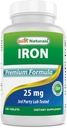 Meilleur supplément de fer naturel (bisglycinate de fer) - 25mg - 180 comprimés - Douce de l'estomac - non constipant