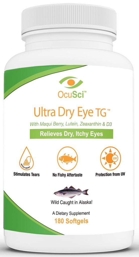 Formuliert, um trockene, juckende Augen zu lindern - 1700mg Triglycerid Omega-3 + EPA & DHA, Lutein, Zeaxanthin, B12, D3-60 Servierungen (Ultra Dry Eye, UDETG - 2 Month)