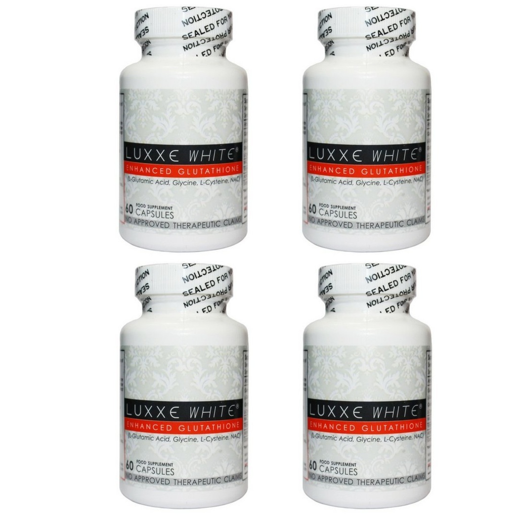 4 bouteilles 60 capsules Luxxe White Enhanced Gultathion - Supplément de blanchiment de peau efficace