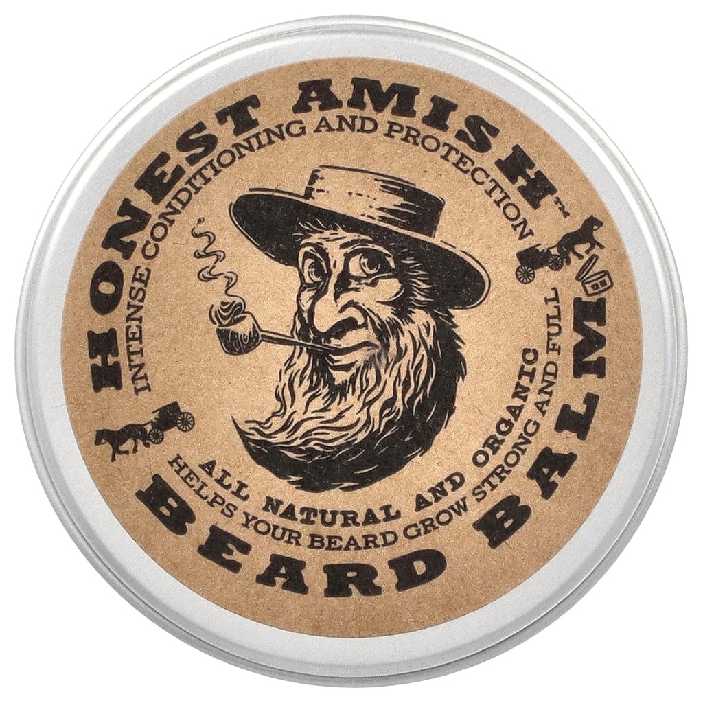 Honest Amish Beard Balm Leave-in Condizionatore - Realizzato con ingredienti naturali e biologici - 2 Ounce Tin