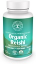 Organic Reishi Mushroom Capsule - 1000mg Potency - Stress Relief, Heart Health & Immunity - Non-GMO, Vegan, 60 Count (30 Serve)
