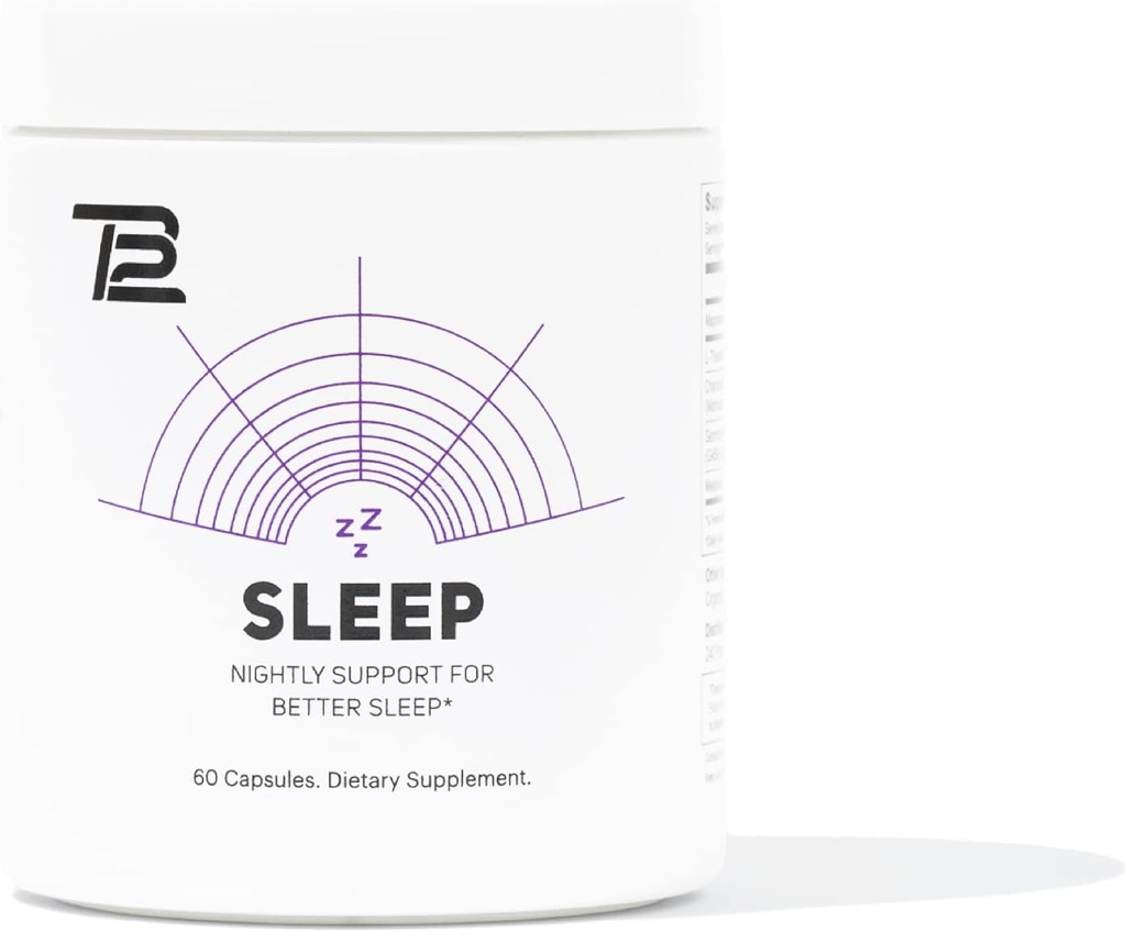 TB12 Sleep - Supplemento di sonno con Magnesio, L-teanina, Camomilla, GABA e Melatonina per caduta Asleep più veloce, Promuovere il relax e migliorare la qualità del sonno. Stress e Mood Supporto notturno
