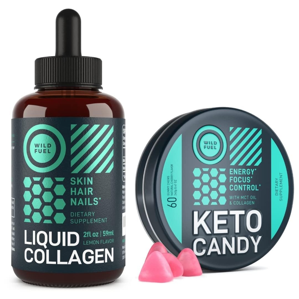 WILD FUEL Liquid Collagen e Keto Candy Beauty e Fitness Bundle