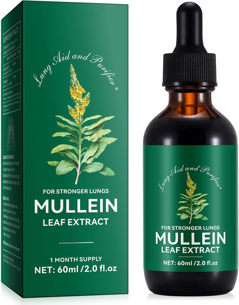 Generic Mullein Leaf Extract - Lung Aid & Purifier - Respiratorische Unterstützung & Gentle Lung Cleanse - Gesunde Atmung - Natürlich & Sicher - schnelle Absorption - Vegetarisch - 60ml, 1 Monat Versorgung