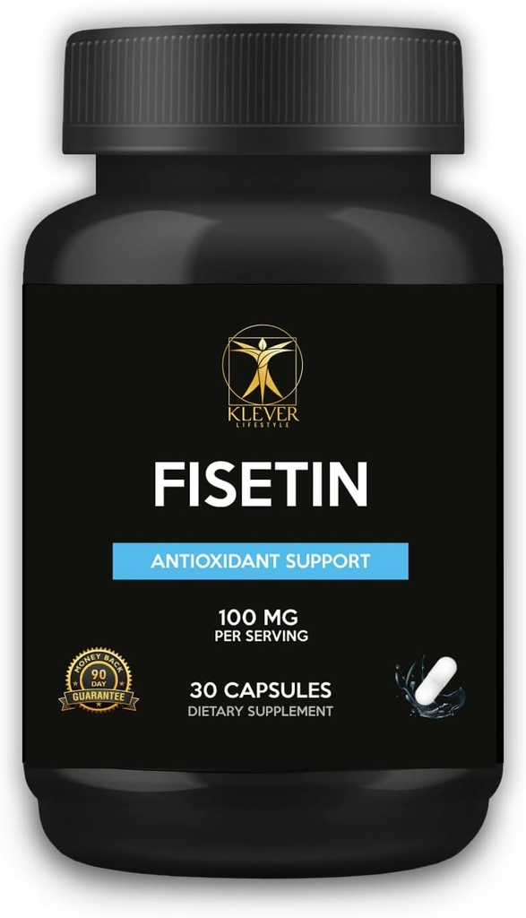 Klever Lifestyle | Fisetin | Bioflavonoide | Integratore antiossidante, Effetti antiinvecchiamento, Salute della pelle, Vantaggi metabolici | 30 capsule | 100mg per Serving