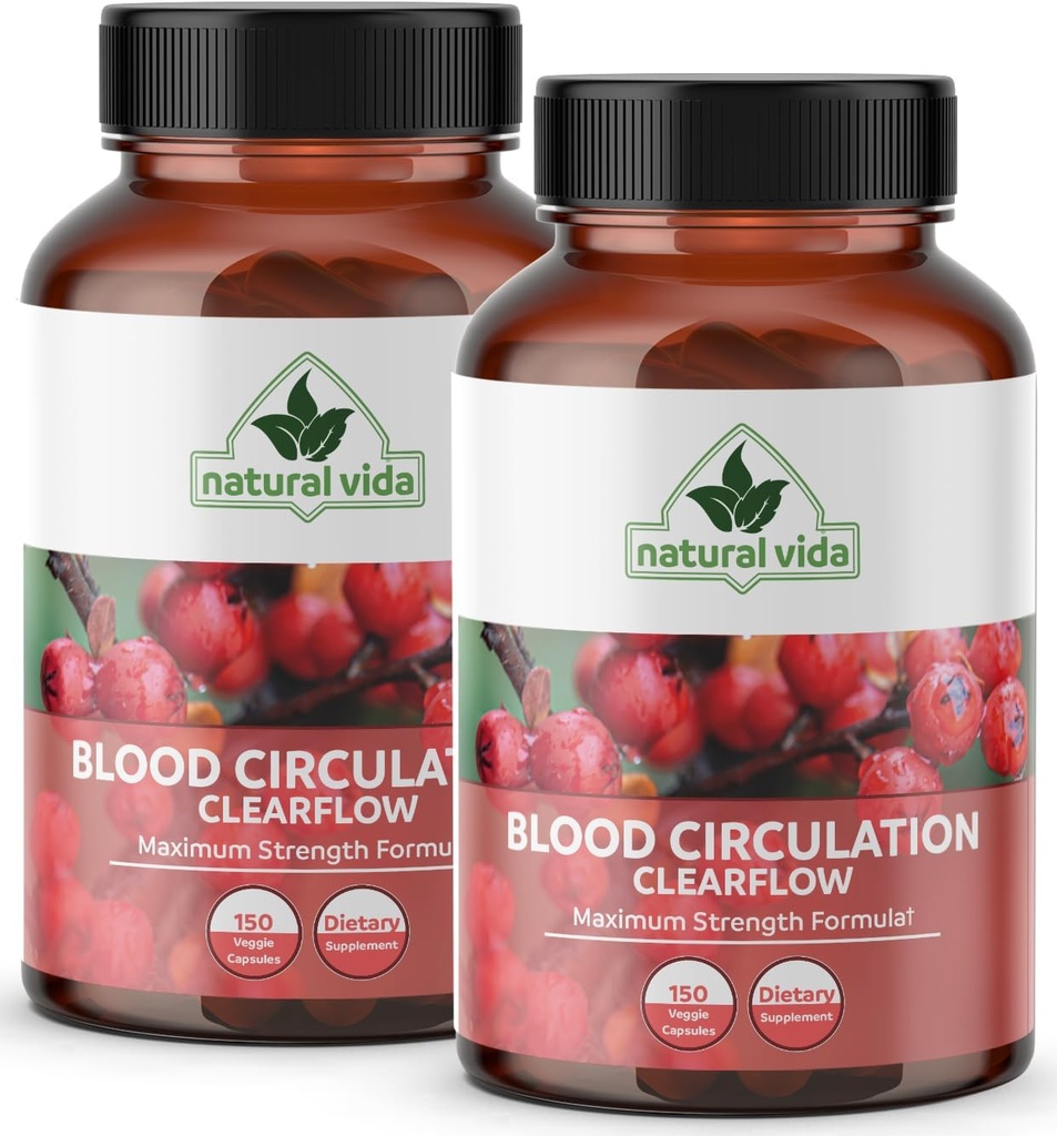 Circulation sanguine 600mg Supplément - 300 Capsules - avec Hawthorne, Ginger, Châtaigne de cheval, Bouchers Broom, Cayenne, Diosmin