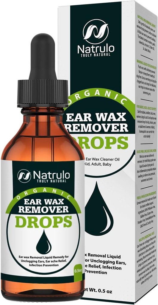 Bio-Ear Wax-Entfernungstropfen für gekämmte Ohren – Natürliches Ear Wax-Reinigeröl für Kinder, Erwachsene, Baby – Earwax-Entfernungsflüssigkeit für Unclogging-Ears, Earaches, Ear Health (Made in USA)