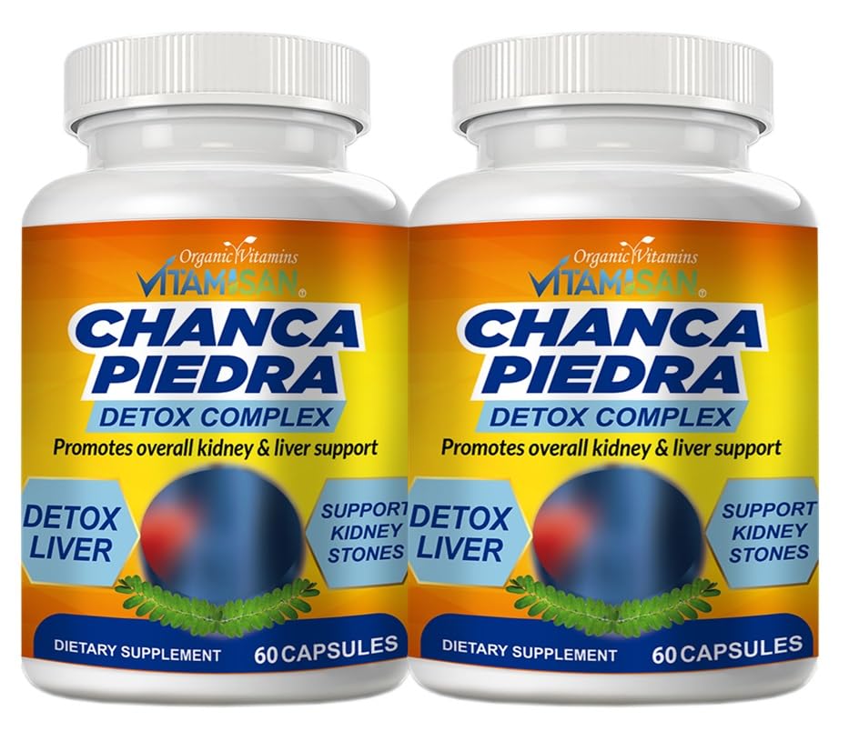 VITAMISAN 2 Chanca Piedra Stone Breaker Extract 1000mg Peruvian Gallstones Liver Kidney Support 120 Capsule Totale 2 Bottiglie Flush Impurities Cleanse Supplement