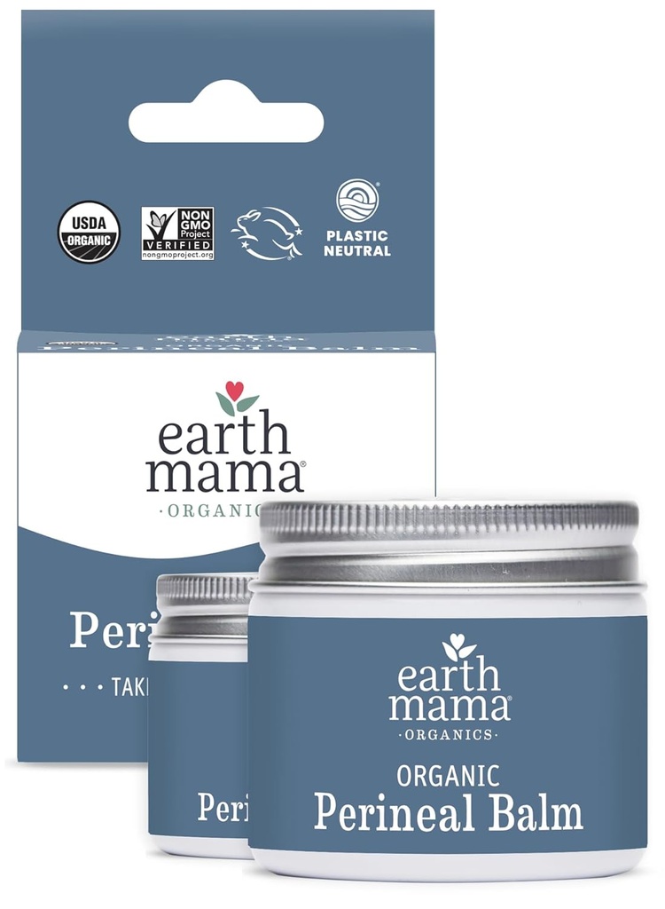 Terra Mama Organic Perineal Balm | Naturally Cooling Herbal Salve for Pregnancy and Postpartum Relief with Witch Hazel & Calendula, Feminine Care Essentials, No Benzocaine or Butane, 2-Oz (2-Pack)