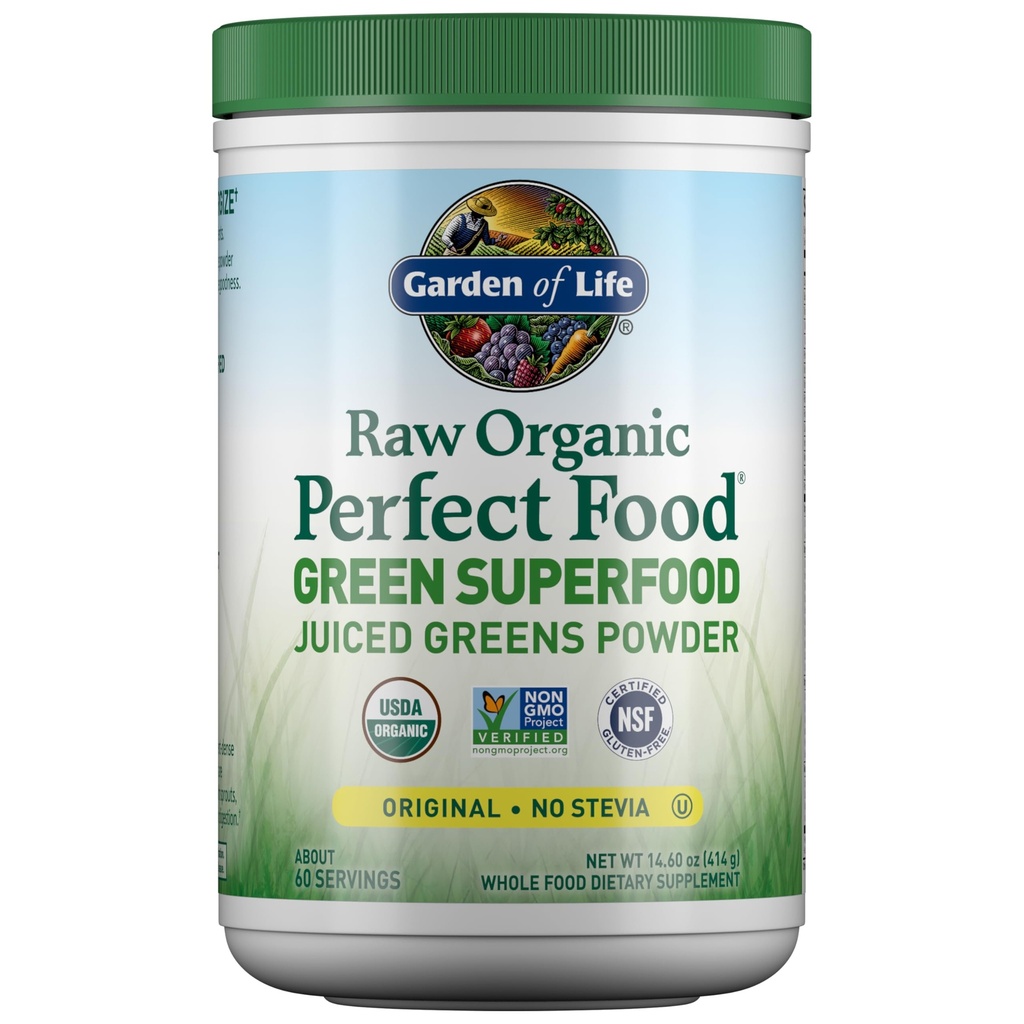 Giardino della vita Super Greens polvere Smoothie & Mix, Probiotici & Enzimi digestivi per la salute digestiva, Superfoods organici Nutrition Frutta e Verdura per le donne & uomini energia, Originale, 60 Serve
