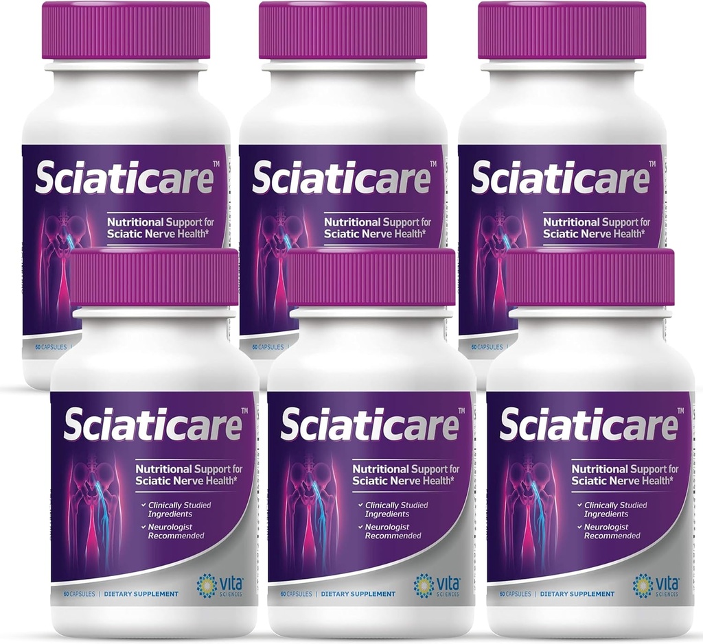 Vita Sciences Sciaticare Nerve beruhigende Ergänzung Vitamine mit natürlichem R-ALA Form 40X Stärke, NICHT synthetische Alpha Lipoic Säure (ALA) - Lower Lumbar Sciatic, Hip, Oberschenkel, Bein, Fuß