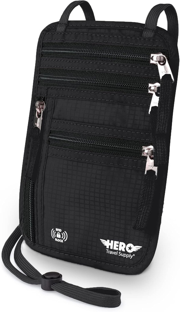 HERO Neck Wallet, RFID Blocking Passport Holder - einfach zu Conceal und Pouch