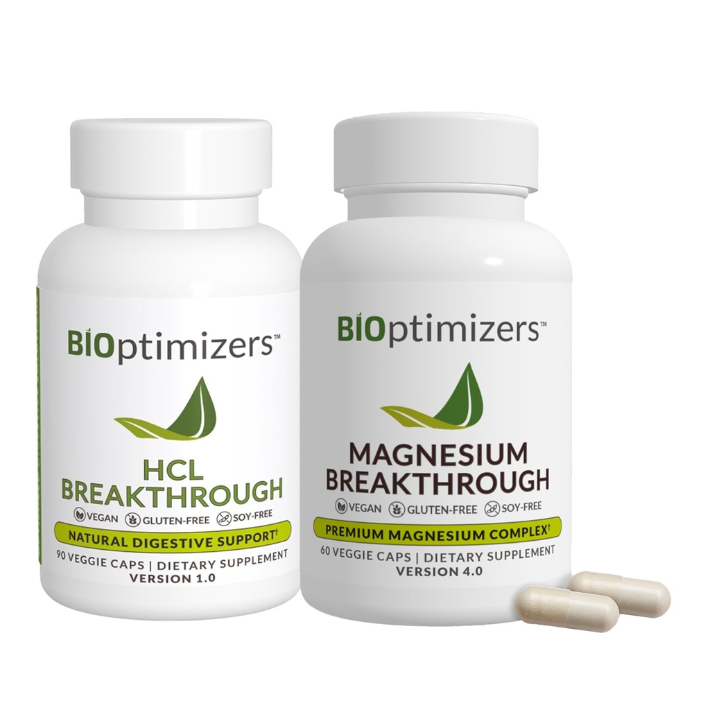 BiOptimizers - Ensemble de compléments au Magnésium Breakthrough (60 capsules) et HCL Breakthrough (90 capsules)