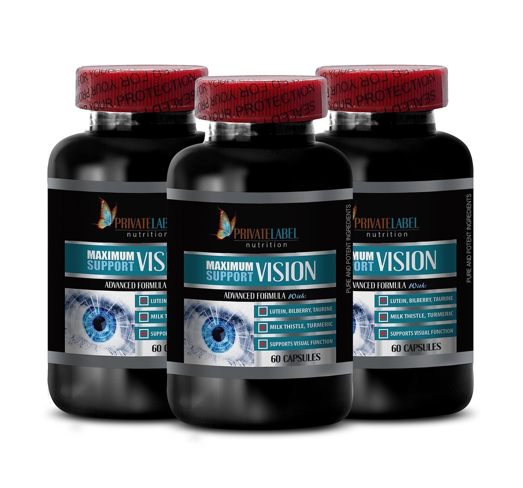Estratto di semi di uva organico - AVANZATO VISION FORMULA - aminoacido taurino, Migliora Visione, Luteina e Zeaxantina, integratori oculari organici per adulti oltre 50, cardo biologico - 3 Bottiglie 180Caps