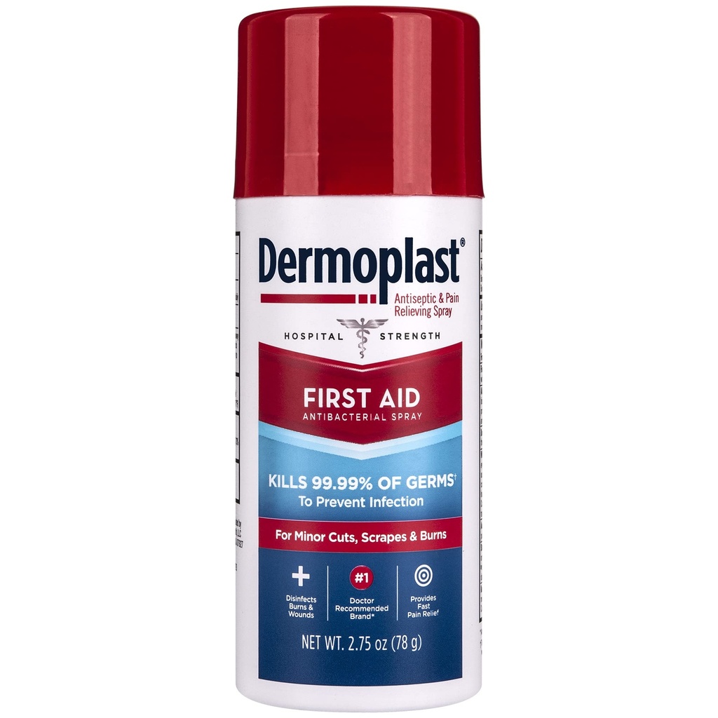 Vaporisateur de premiers soins de dermoplaste, pulvérisateur analgésique et antiseptique pour petites coupures, éraflures et brûlures, 2.75 Ounce (paquetage May Vary)