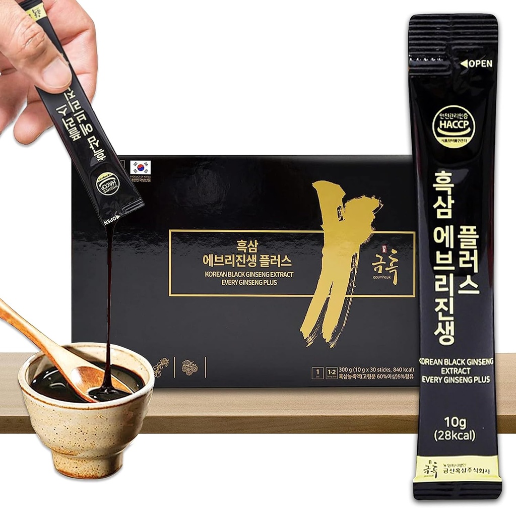 Estratto di Ginseng nero coreano di GeumHeuk ogni Ginseng Plus. 10g X 30 Stick Pouches. Supporto immunitario, Booster dell'energia, recupero della fatica, prestazione mentale. Metodo brevettato.