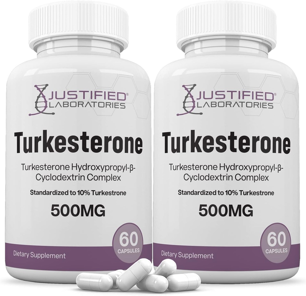 Laboratori giustificati (2 Pack Turkesterone 500mg 10% Standardizzato naturalmente Aumentare Stamina Resistenza di Endurance 120 capsule