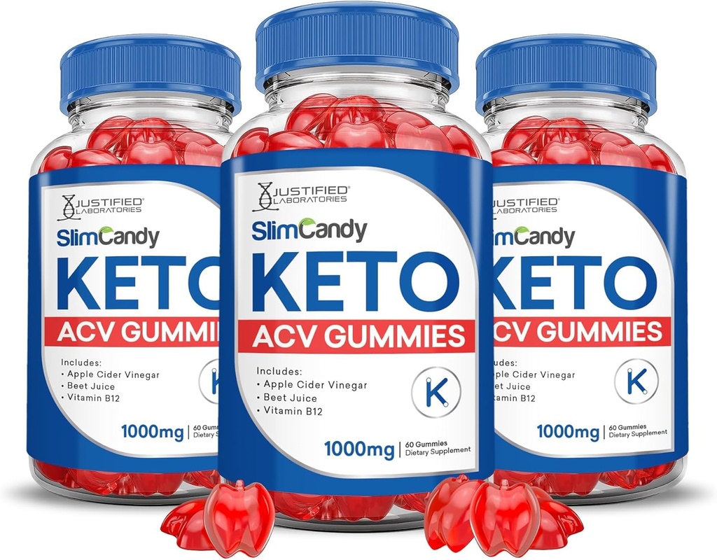(3 Pack) Slim Candy Keto ACV Gummies Advanced Formula 1000MG SlimCandy Keto Gummies Apfelessig mit Granatapfelsaft Pulver B12 Vegan Non GMO 180 Gummys