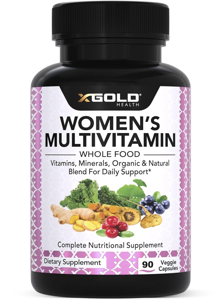 Multivitamine quotidienne 50 Plus pour les femmes végétaliennes avec ingrédients naturels organiques à base d'aliments entiers, Ginger, Maca, Multi-Vitamine B complexe et plus - Support énergétique, système immunitaire Booster -90 capsules