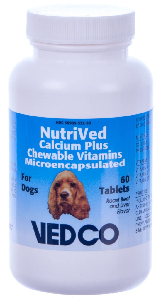 Calcium NutriVed Plus Vitamines à croquer pour chiens - 60 comprimés