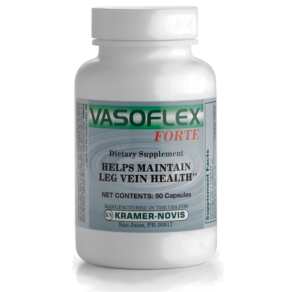 Vasoflex-Forte® Leg Vein Health Supplements. Mischung aus Vitamin C, Butchers Broom Root Extract und Hesperidin. Vitamin C und Kräuter Wurzelextrakt Ergänzung hilft bei der Erhaltung der Beine Vene Gesundheit. 90 Kapseln