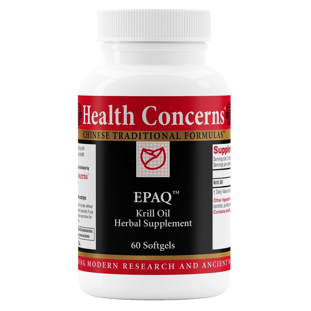 Health Concerns EPAQ – Brain Health Support Supplement – 1,000 mg of Krill Oil Per Serving – Cognitive Function & Heart Health – Chinese Herbal Supplement – Antioxidants & Phospholipids – 60 Softgels