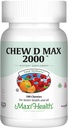 Maxi Health Kaubares Vitamin D3 2000 IU Supplement - Delicious Natural Bubble Gum Flavor - Unterstützt die Kalziumabsorption, Immun- und Knochengesundheit
