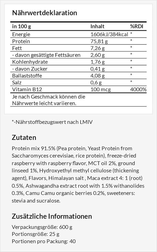 APOLLO'S HEGEMONY Vegan Protein 600g: Pflanzenbasiertes Protein mit Pea, Reis und Hefe - Reich an Aminosäuren - 24 Servierungen - Vegan- und Zuckerfreie Ergänzung - Weiße Schokolade Blaubeeren Aroma