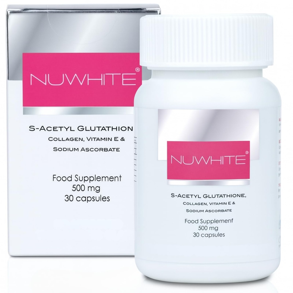 Nu White S-Acetyl Glutathione Neue verbesserte Formel Hautaufhellung 30 Kapseln